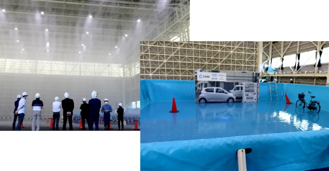Demonstration experiment of the security camera video footage and the disaster prevention IoT sensor at the large-scale rainfall experiment facility at the National Research Institute for Earth Science and Disaster Prevention